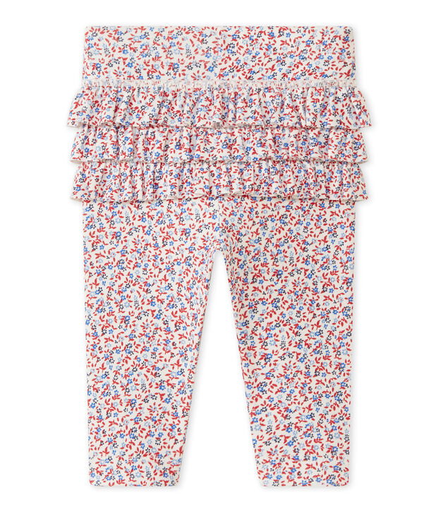 Legging beb&eacute; bambina stampato bianco/rosso/multicolore
