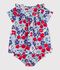 Abito neonata a maniche corte in cotone e bloomer abbinato con stampa a fiori bianco/multicolore