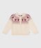 Cardigan in misto lana e cotone con motivo jacquard bambina ecru AVALANCHE/ AMARANTE