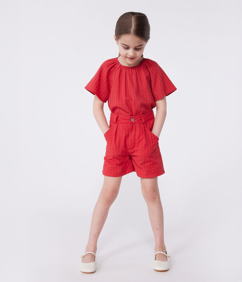 Shorts in cotone bambina rosso