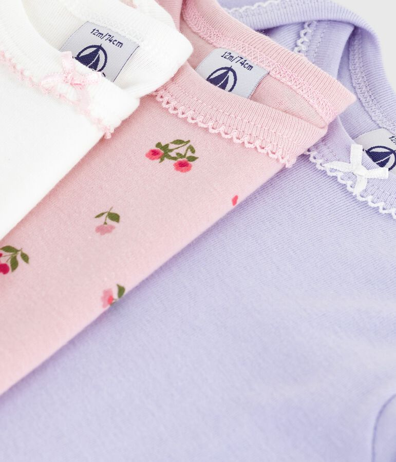 Set di body a maniche lunghe in cotone con stampa a fiori neonato multicolore