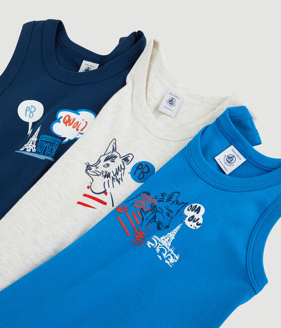 Confezione da 3 canottiere bambino fantasia Parigi in cotone variante 1