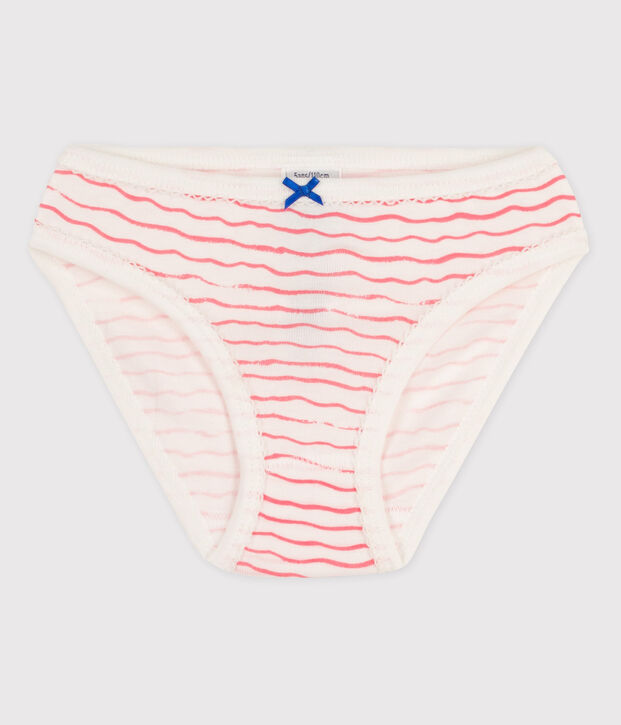 La mutandina in cotone per bambina bianco/rosa