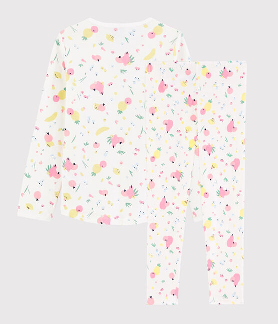 Pigiama fantasia frutta estiva bambina in cotone biologico bianco MARSHMALLOW/bianco MULTICO