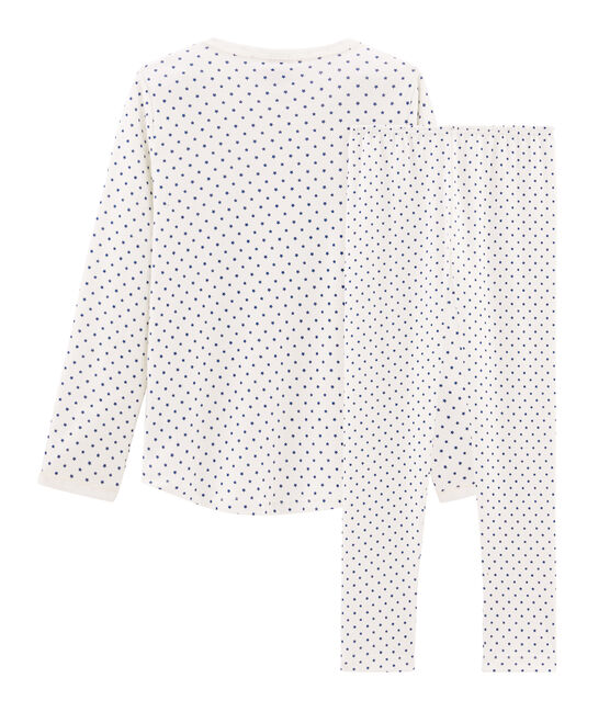 Pigiama bambina a costine bianco MARSHMALLOW/blu MAJOR CN