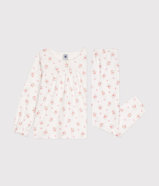 Pigiama bambino in cotone con stampa a fiori bianco MARSHMALLOW/bianco MULTICO