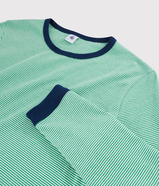 Pigiama millerighe unisex a costine verde PRADO/bianco MARSHMALLOW