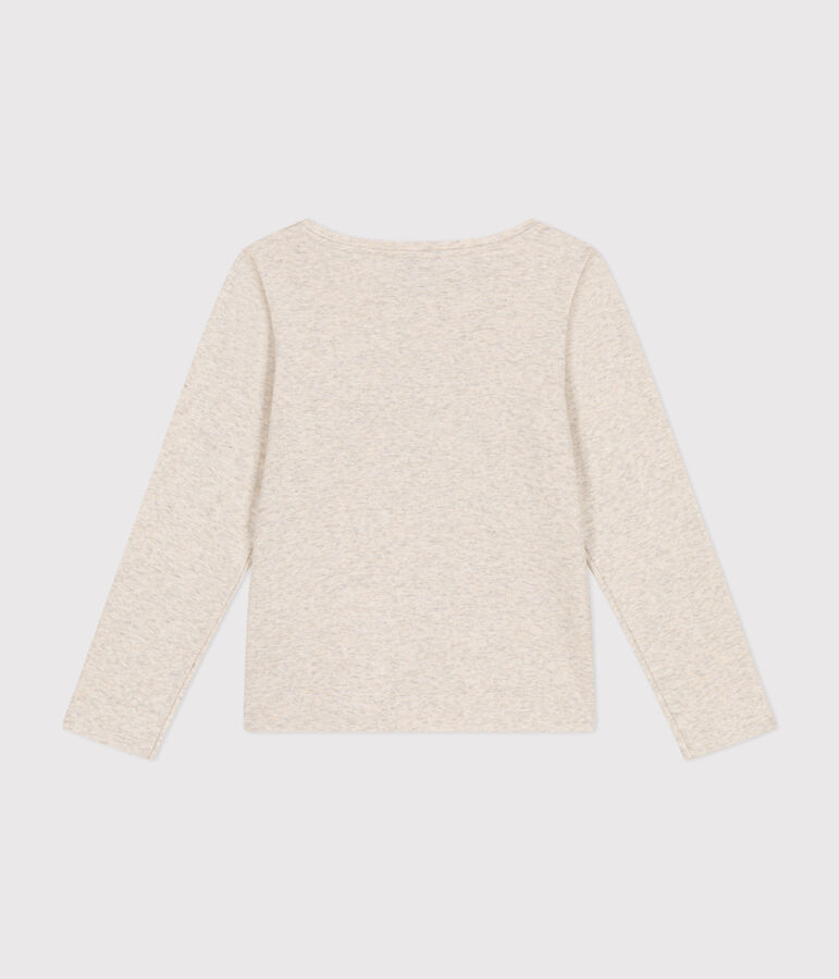 T-shirt a maniche lunghe a costine bambina beige