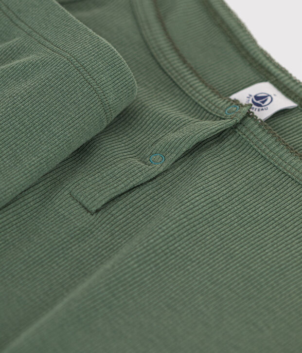 Pigiama shorts e canotta a tinta unita in cotone e lyocell donna verde