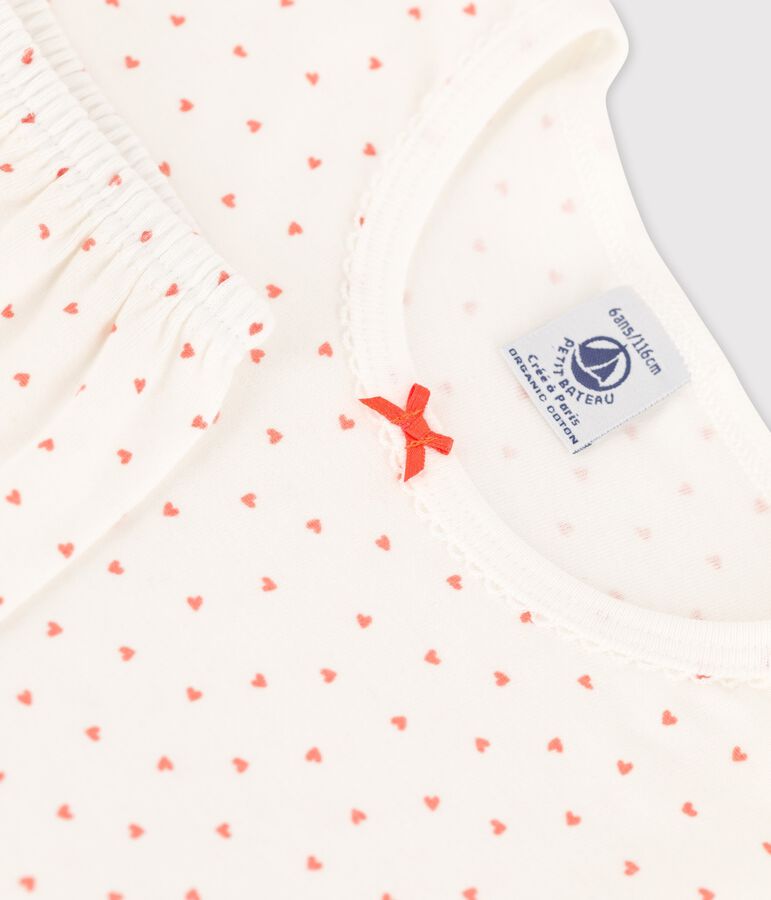 Pigiama cuoricini bambina in cotone bianco MARSHMALLOW/ PAPAYE