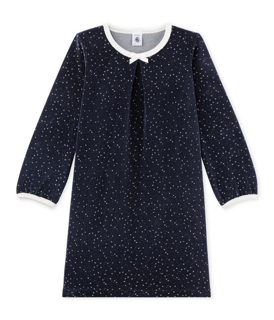 Chemise de nuit fille en bouclette velours blu SMOKING/grigio ARGENT