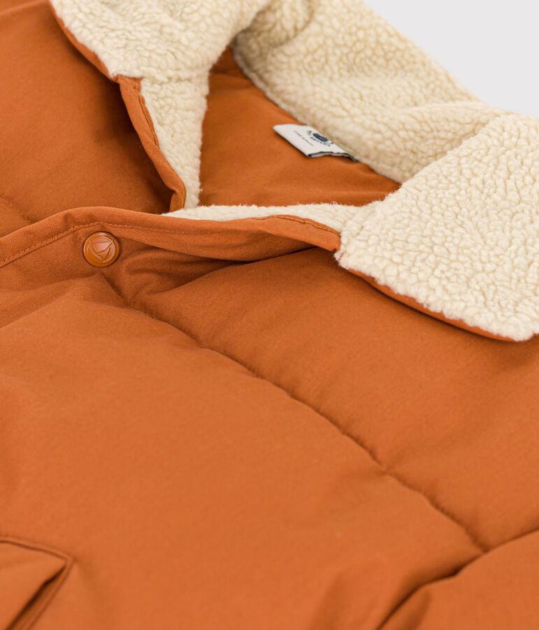 Giacca corta foderata in sherpa bambino unisex\t marrone