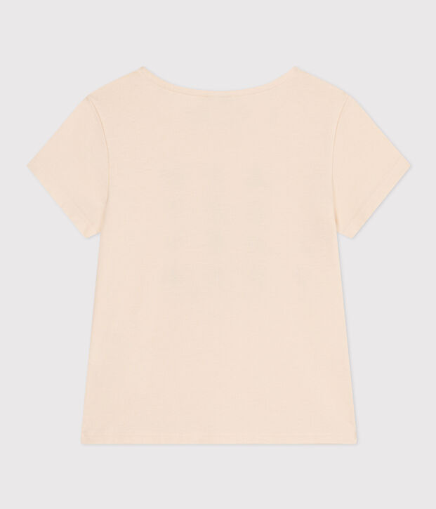 T-shirt in jersey leggero bambina ecru/verde