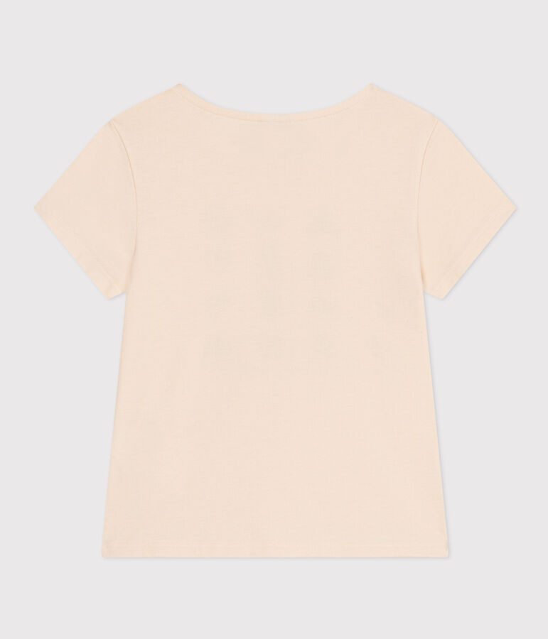 T-shirt in jersey leggero bambina ecru/verde