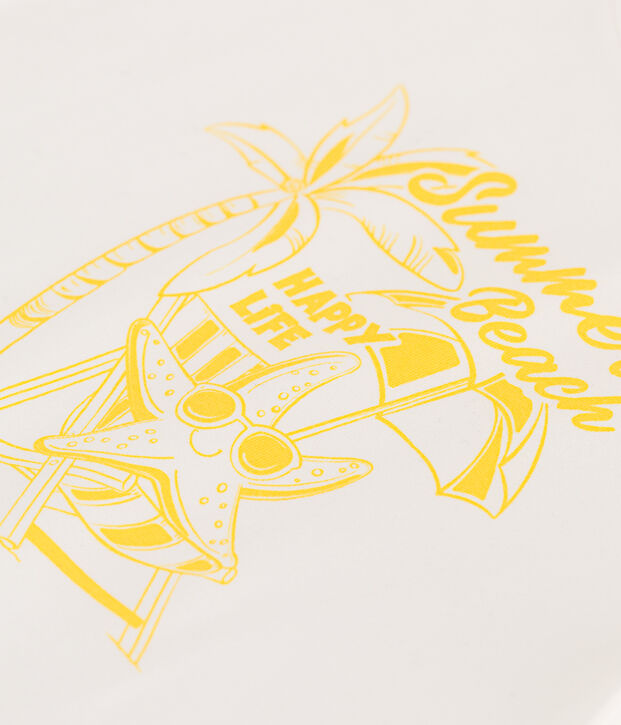 T-shirt a maniche corte in cotone con stampa bambino bianco/giallo