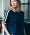 tee-shirtdonna maniche corte in lino blu SMOKING