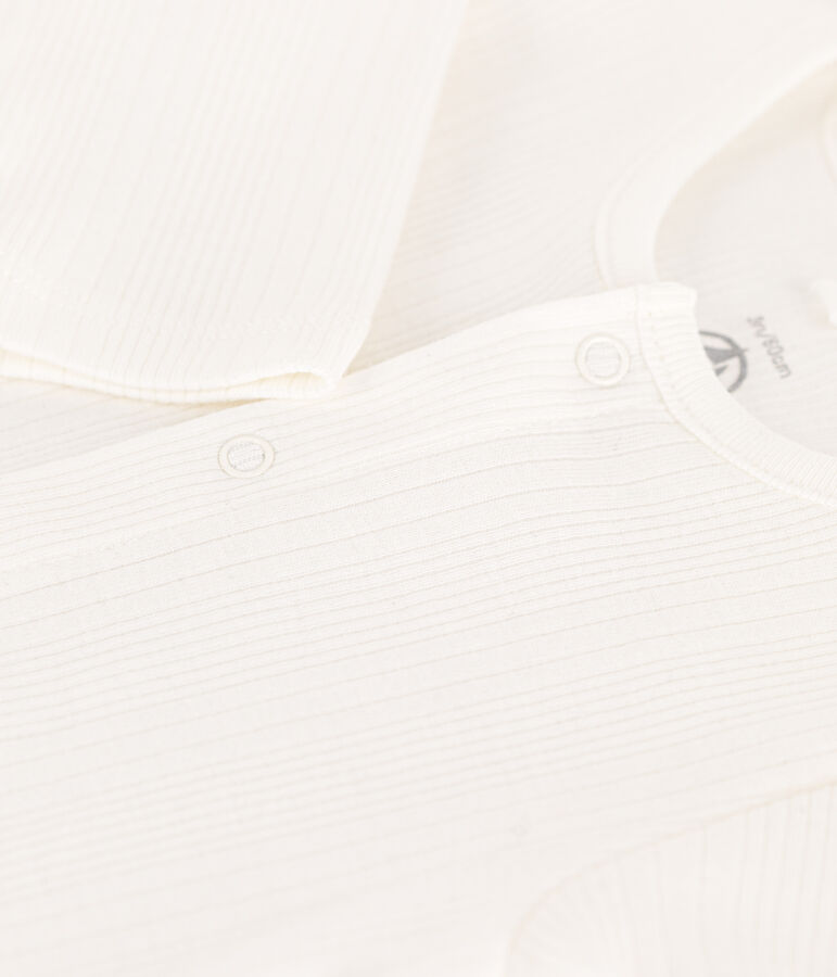 Tutina pigiama in costa irregolare in cotone bianco