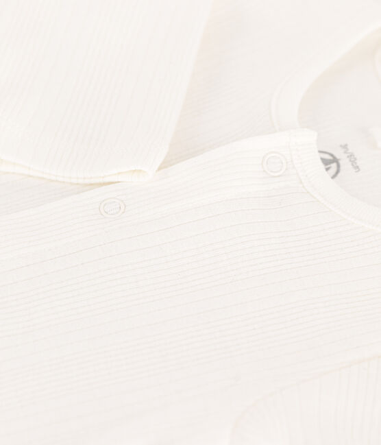 Tutina pigiama in costa irregolare in cotone bianco MARSHMALLOW