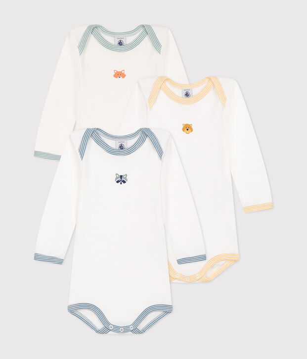 Set di 3 body a maniche lunghe in cotone neonato multicolore