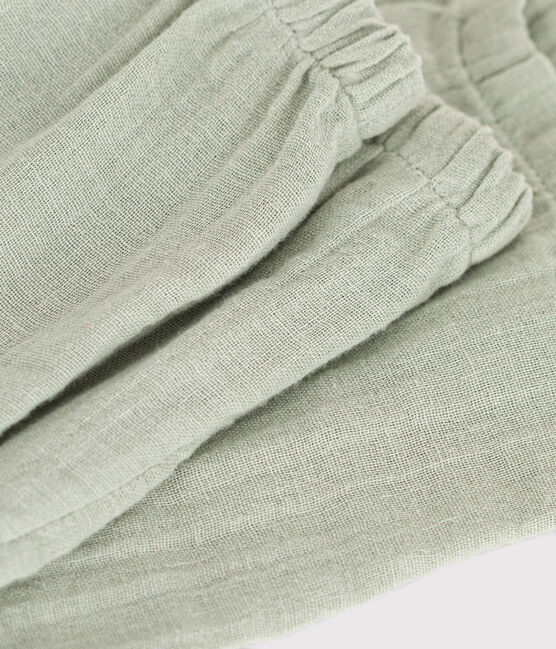 Pantaloni bebè in garza di cotone verde HERBIER