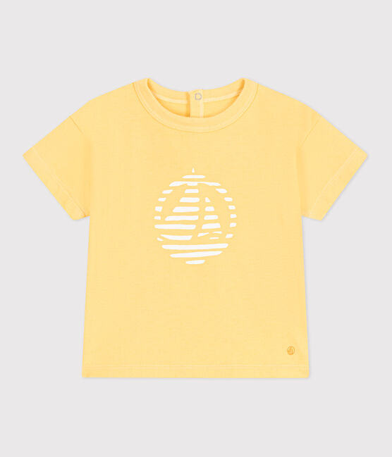 T-shirt a maniche corte in cotone tinta unita neonato giallo ORGE