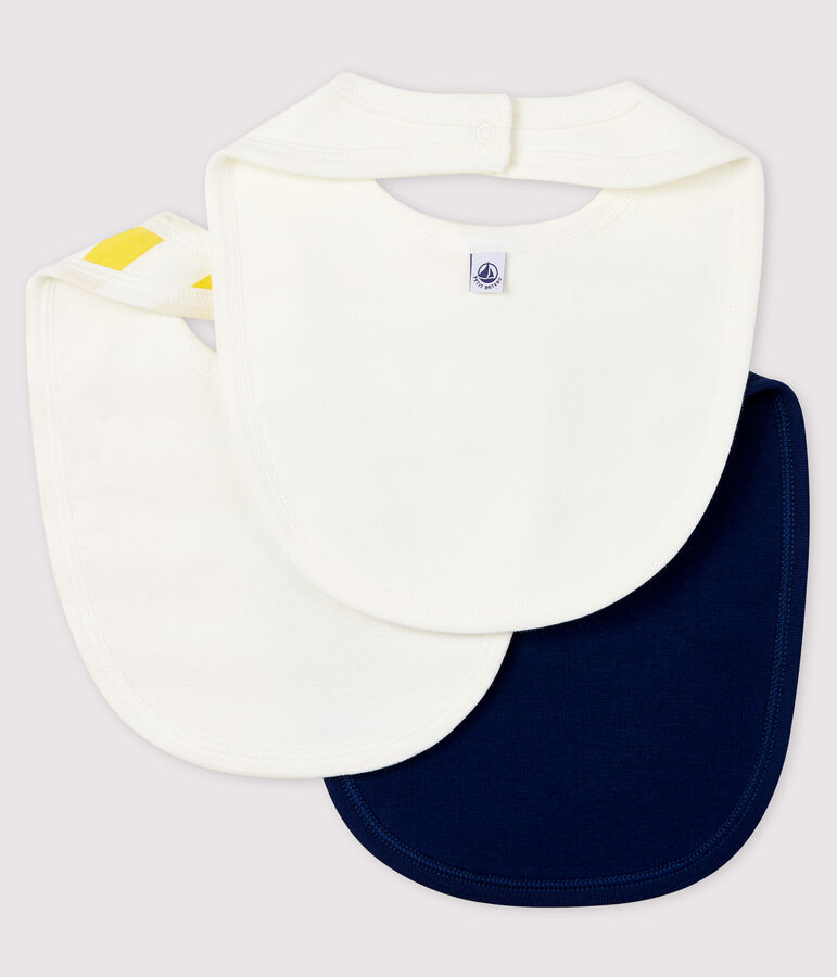 Lotto da 3 bavaglini beb&egrave; a costine multicolore