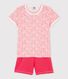 Pigiama corto bambina in cotone con fantasia floreale a rose