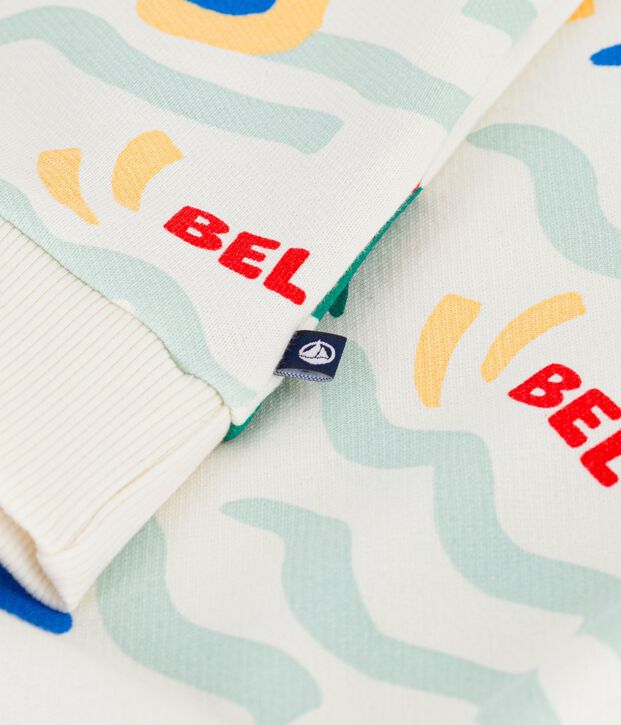 Felpa in cotone stampato bambino ecru/multicolore