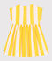 Abito a maniche corte in cotone a righe bambina bianco MARSHMALLOW/ ORGE