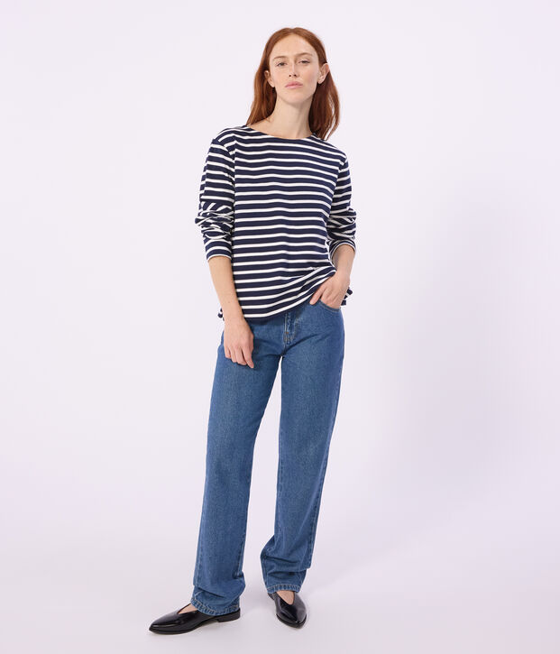 Marini&egrave;re in cotone a righe donna blu/bianco