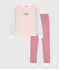 Pigiama millerighe tricolore in cotone donna bianco MARSHMALLOW/bianco MULTICO