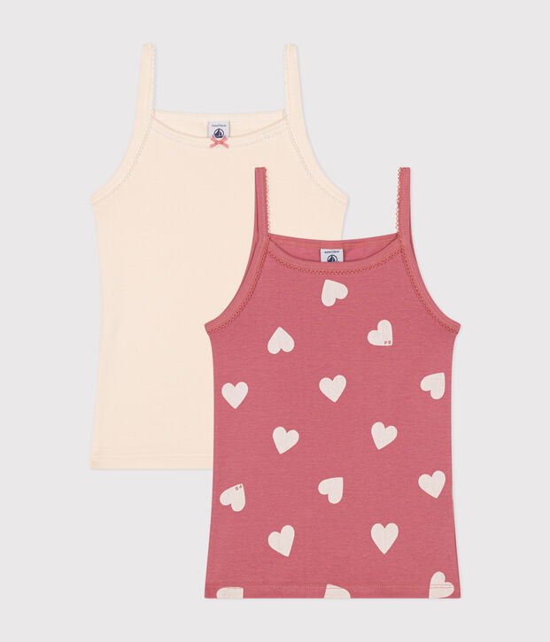 Set di 2 canottiere con spalline sottili in cotone a cuori bambino multicolore