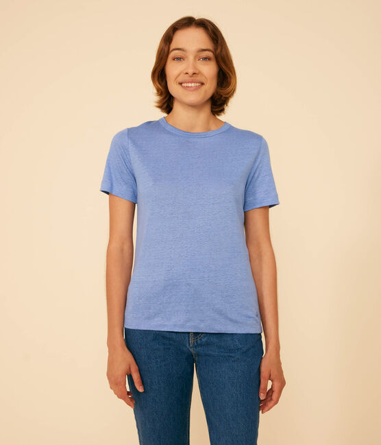 T-shirt L'ICONIQUE in lino da donna blu GAULOISE
