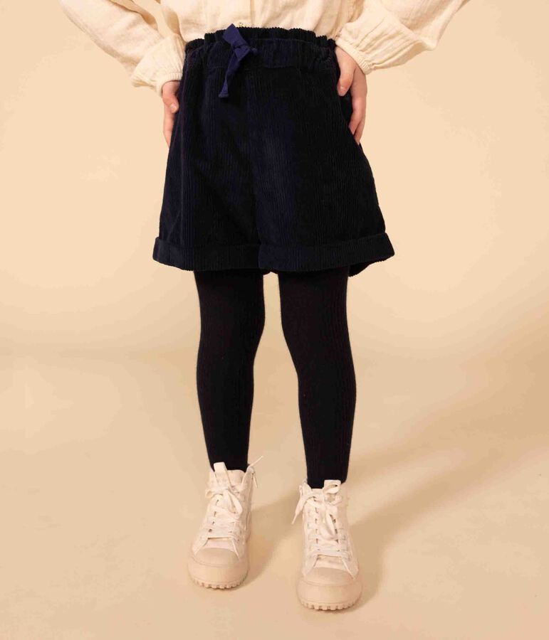 Shorts in velluto a coste bambina blu