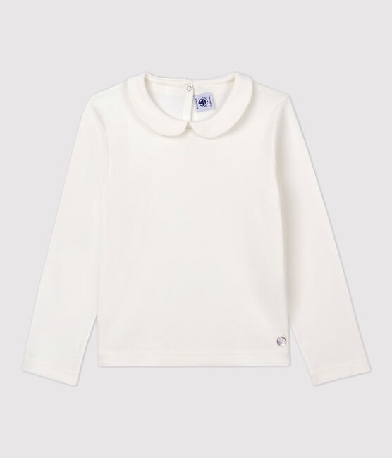 T-shirt bambina a maniche lunghe in cotone bianco MARSHMALLOW