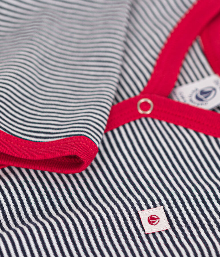 Pigiama beb&egrave; a maniche lunghe in cotone blu/bianco