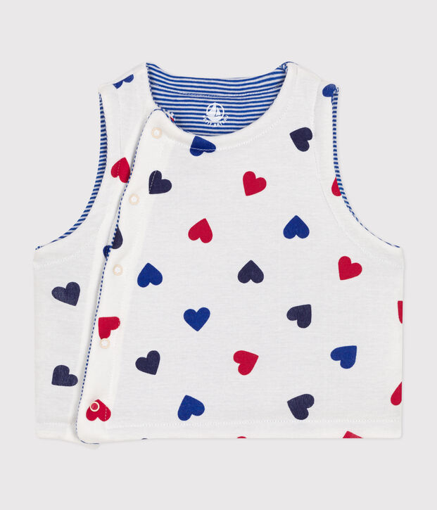 CARDIGAN SENZA MANICHE DOUBLE-FACE IN COTONE NEONATO bianco/multicolore