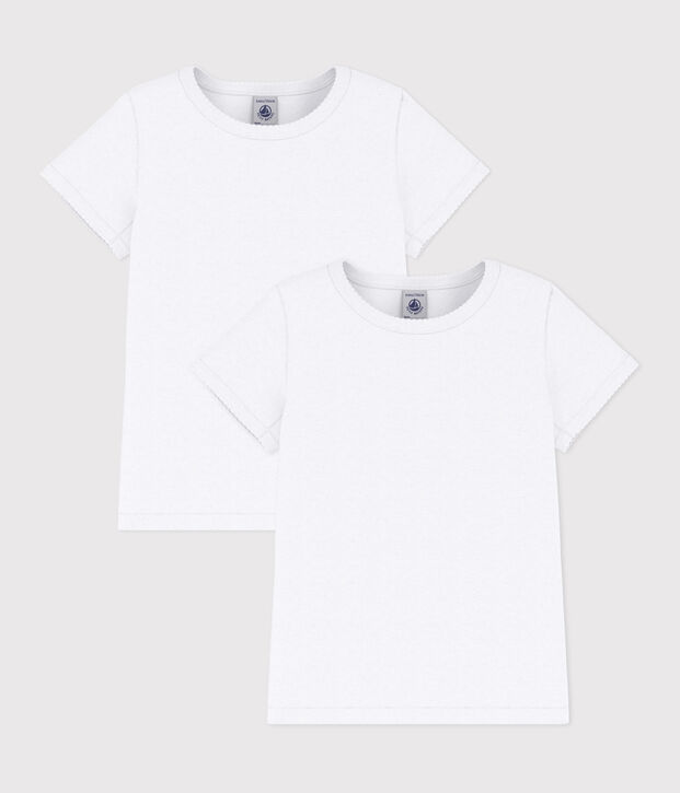 Confezione da 2 t-shirt bianche manica corta bambina multicolore