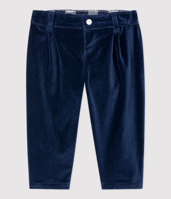 Pantalone in velluto bebè. blu SMOKING