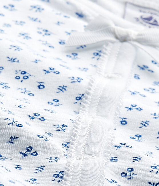Tutina bebè bambina stampata bianco ECUME/blu BLEU
