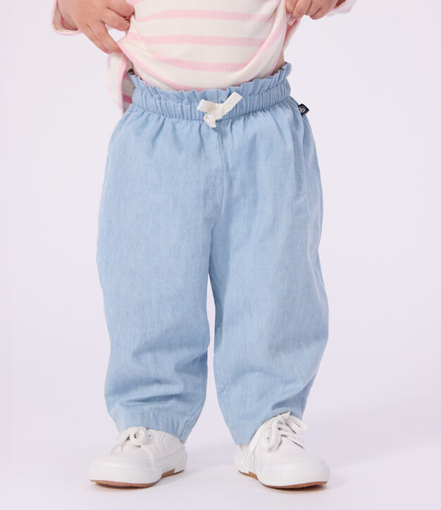 Pantaloni in chambray neonata blu