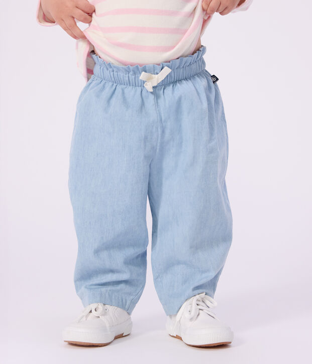 Pantaloni in chambray neonata blu