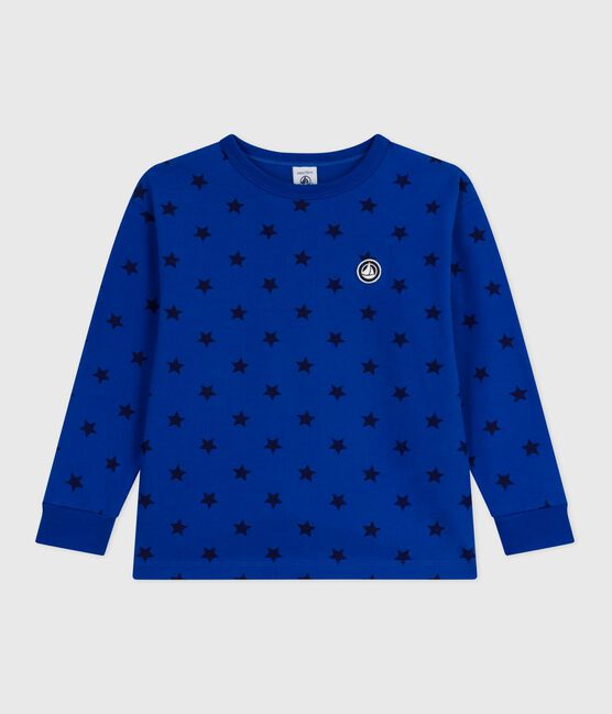 T-shirt a maniche lunghe in cotone con stampa bambina blu OLYMPIC+SOIR