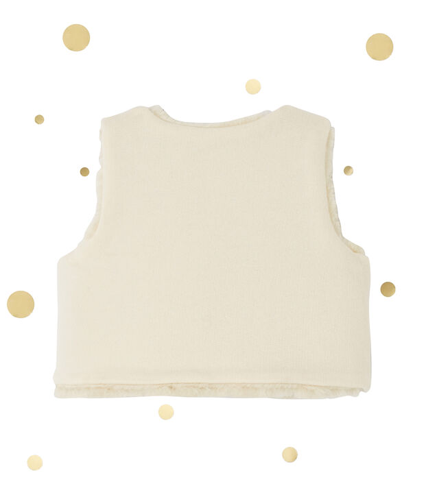 Gilet smanicato per beb&eacute; femmina reversibile bianco