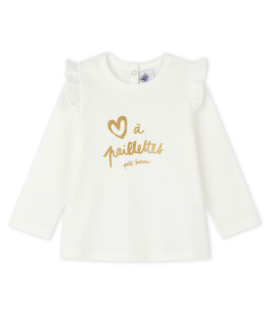 Blusa a manica lunga bebè femmina bianco MARSHMALLOW