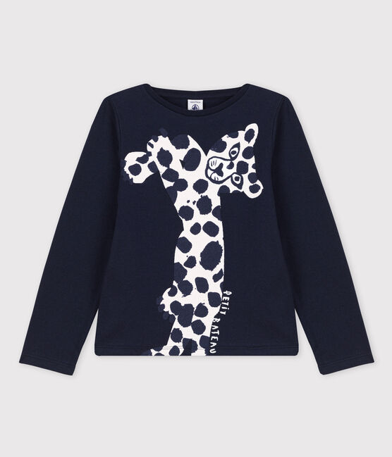 T-shirt maniche lunghe in jersey bambina blu SMOKING