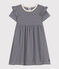 Abito a maniche corte in cotone a righe bambina blu SMOKING/bianco MARSHMALLOW