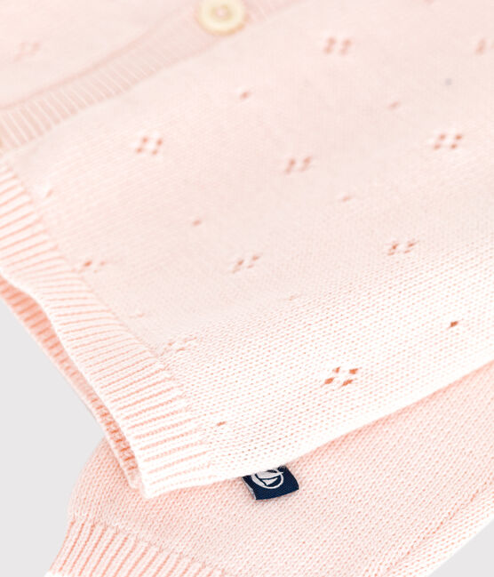 Cardigan in cotone a punto fantasia neonata rosa FLEUR