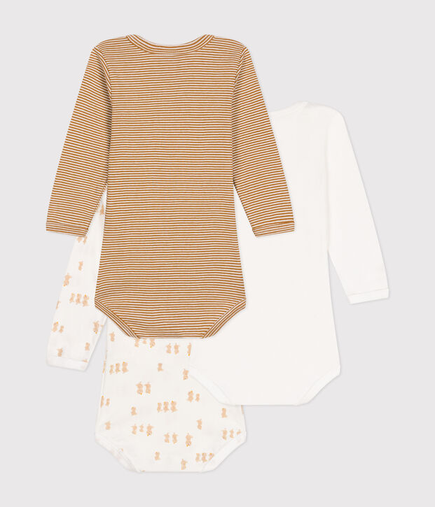 Set di 3 body a maniche lunghe in cotone a pulcini neonato multicolore