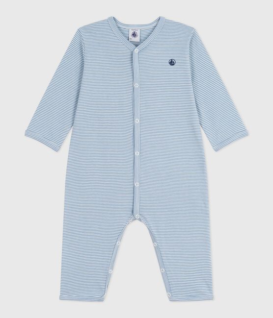 Pigiama senza piedini in cotone a righe neonato ADRIATIC/ MARSHMALLOW